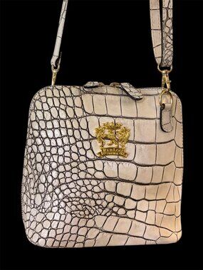 PRATESI ITALIAN LEATHER CROSSBODY EUC WITH DUSTY